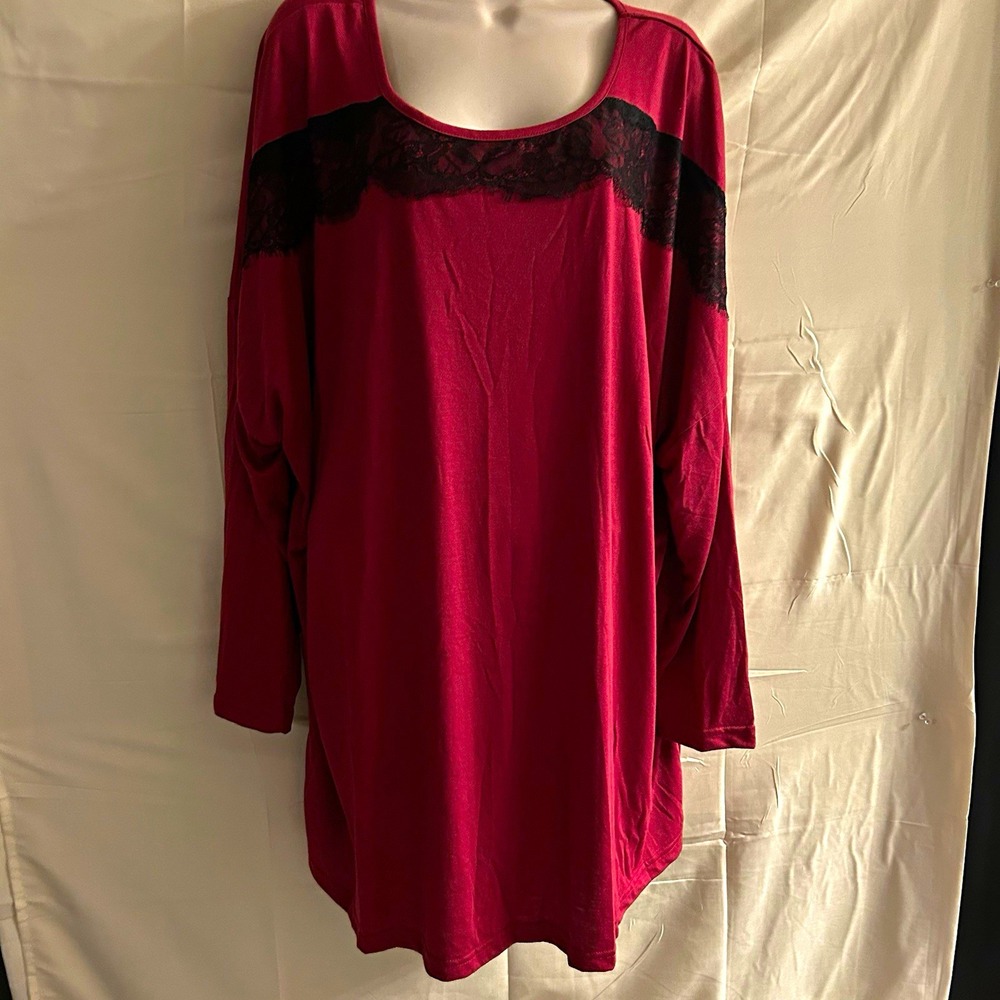 New Sz 28/30 anthology lace embellished burgundy top #1779*12